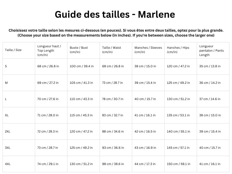 Guide des tailles