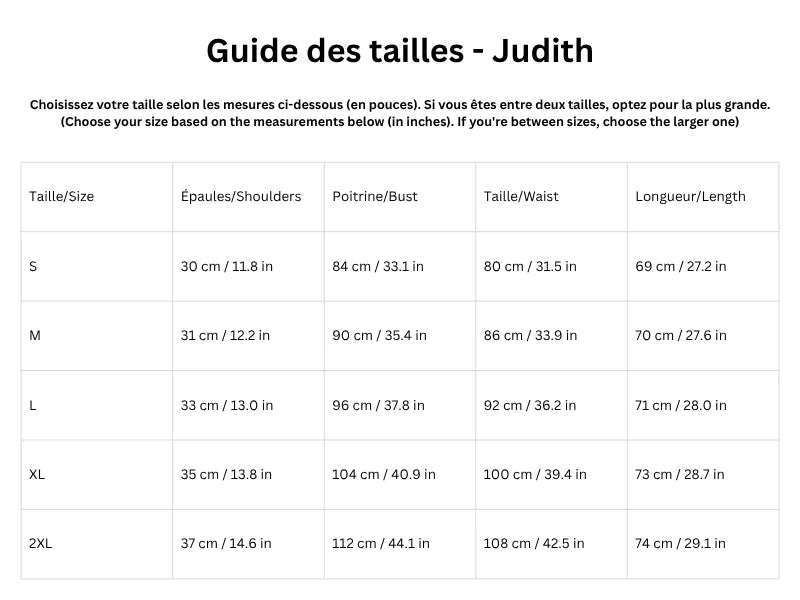 Guide des tailles