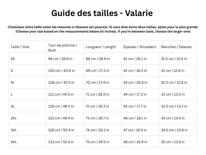 Guide des tailles