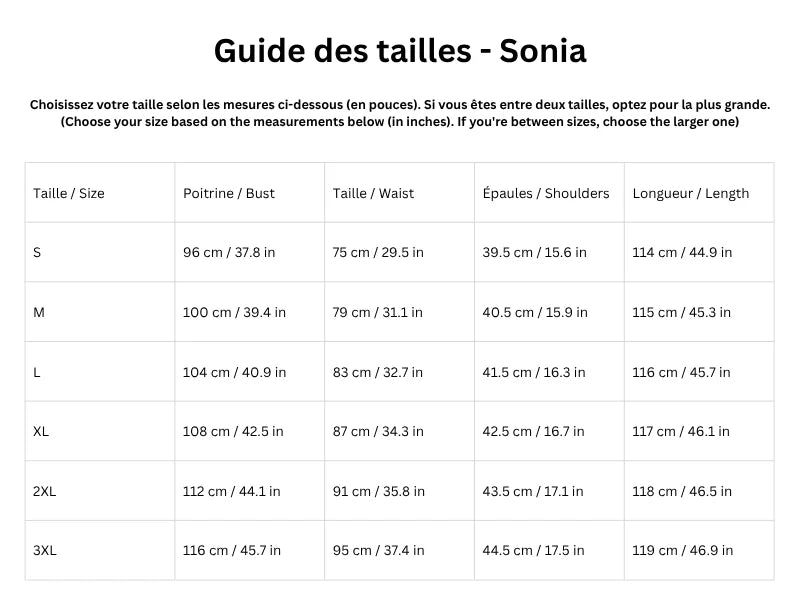 Guide des tailles