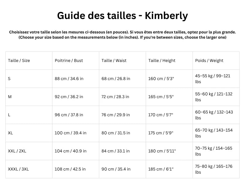 Guide des tailles