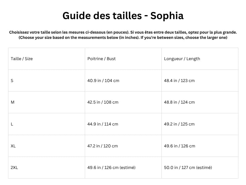 Guide des tailles