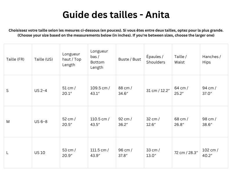 Guide des tailles