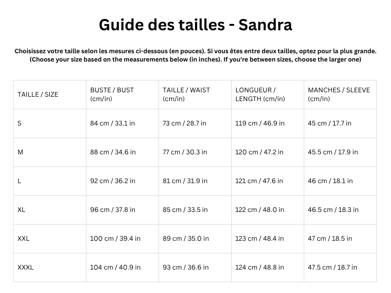 Guide des tailles