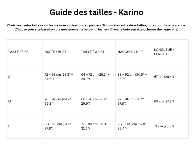 Guide des tailles