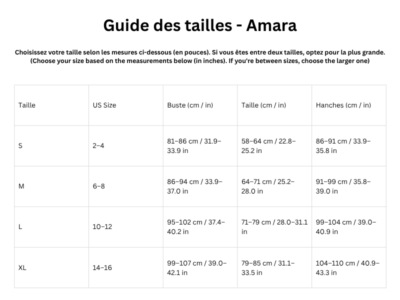 Guide des tailles