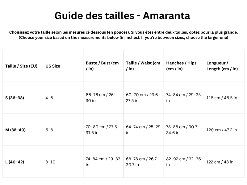 Guide des tailles