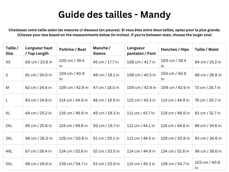 Guide des tailles